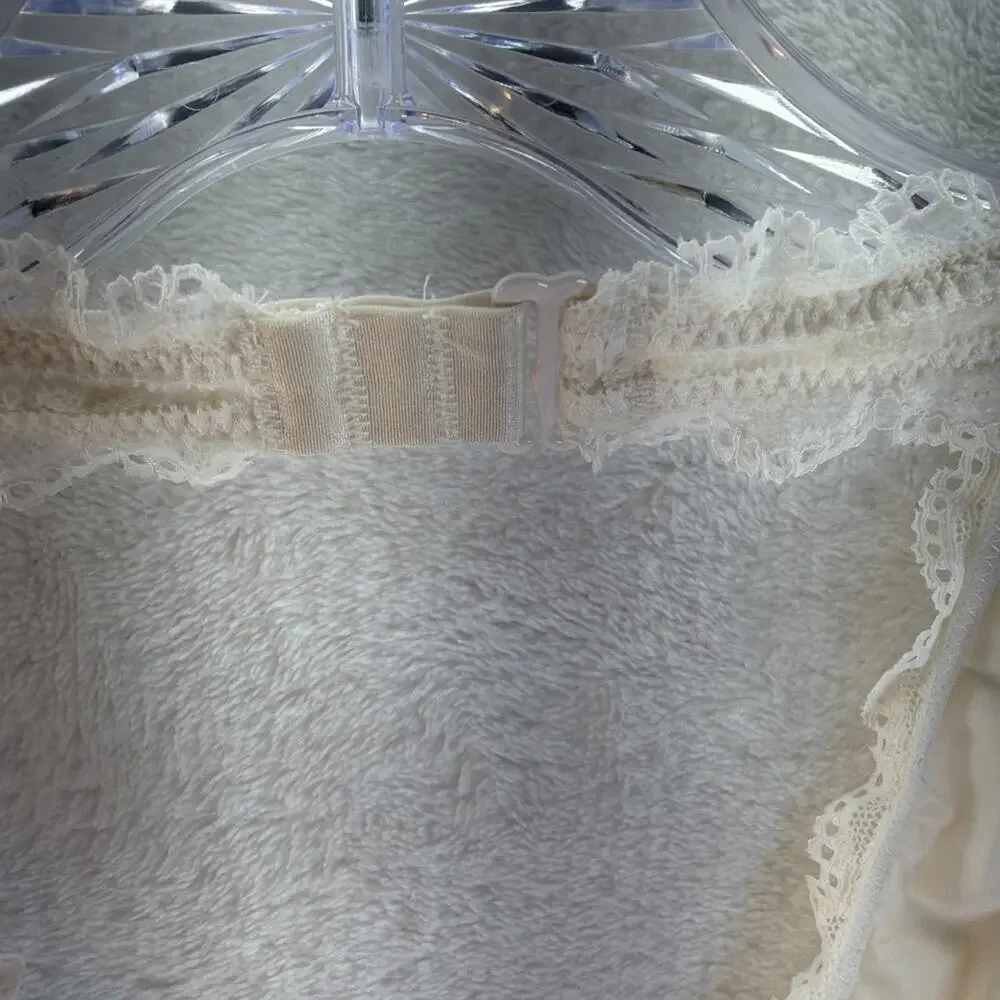 Victoria's Secret Long Line Halter Bralette XS Lace Top White Ivory Coquette
